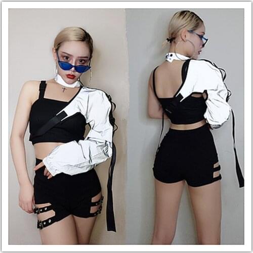 Festival Outfit Bar Ds Collar Dance Dj Costumes Stage Nightclub Reflective Jazz Pole Dancing Clothing Performance Set club outfi