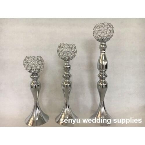 New style clear bead candlestick candle holders crystal glass bead candelabras for wedding centerpieces senyu0297