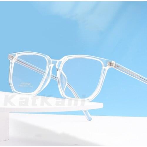 KatKani Mens And Womens Retro Sheet Metal Core Leg Transparent Glasses Frame Square Fashion Optical Prescription Glasses Frame
