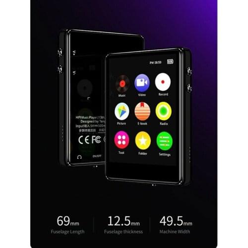 Original Metal Bluetooth 5.0 MP3 player 2.4 inch screen HiFi music player built-in speaker with e-book recording radio video