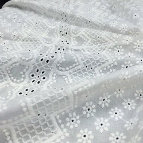Stripe Eyelet Floral Lace Fabric Daisy Floral Cotton Embroidery Love heart fabric For DIY Costume Bridal Boho wedding Dress