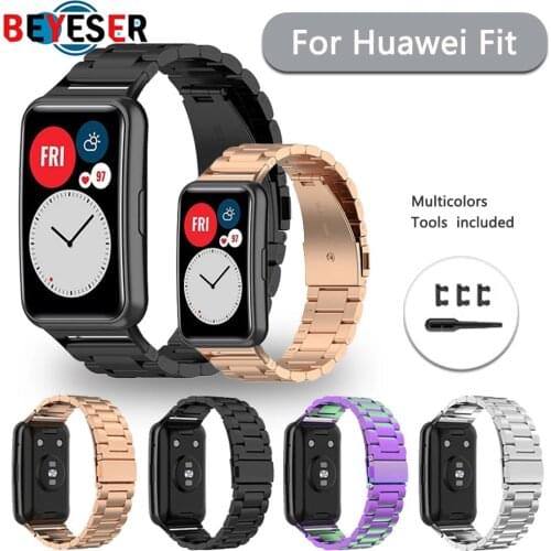 For Huawei Watch Fit Strap Stainless Steel Classic Metal watchband High Quality Women Men band for Huawei Fit Smart Watch Strap