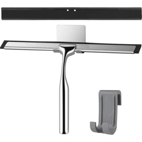 Shower Squeegee,Window Squeegee Shower Cleaner with Self Adhesive Hook,Replaceable Wiper Blades for Bathroom Mirror
