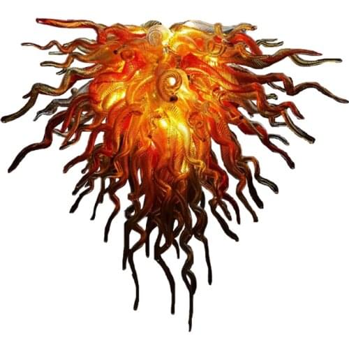 Modern High Quality Light Fixture High Hanging Orange Color Glass Chandelier for Bar LED Home Lights Living Home Decor