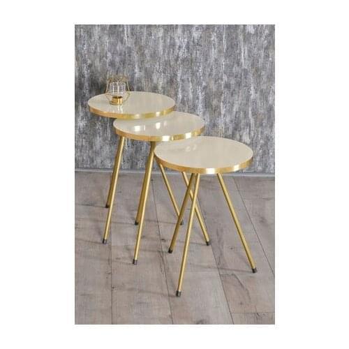 Modern Zigon coffee table 3'lü Gold Metal Toe Cream Gold coffee tables table basse furniture living room table