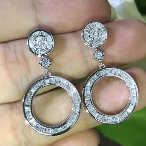 Sparkling Circle Earrings The Best Quality Womens Fine Jewelry with 100% 925 Sterling Silver High Carbon Diamonds Jewelry
