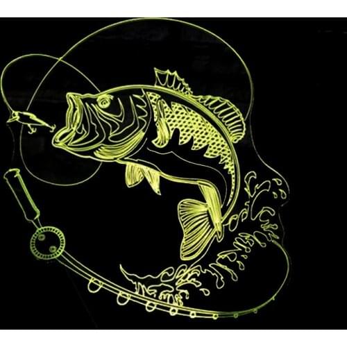 Fishing LED Night Light 7 Color Changing 3D Fish Table Desk Lamp Lighting Children Bedroom Toys Xmas New Year Kids Gifts