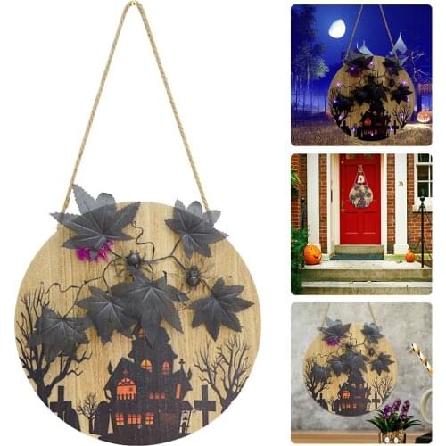 Halloween Decoration Wooden Door Plate With Light For Party Holiday Door Hanging Welcome Sign For Front Door