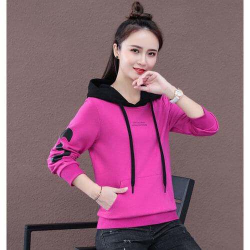 Spring Autumn Style Womens Cotton Hoodies Fake Two Pieces Long Sleeve Pockets Korean Casual Sweatshirts AA4084