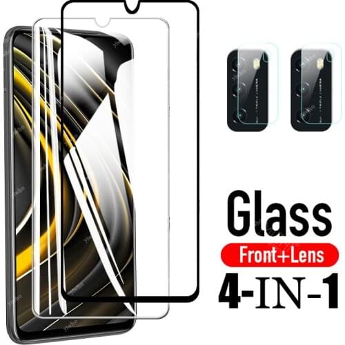 4 in 1 Tempered Glass on For Xiaomi Poco M3 Screen Protector Camera Lens Film protective Glass M2010J19CG 6.53" Safety film m 3