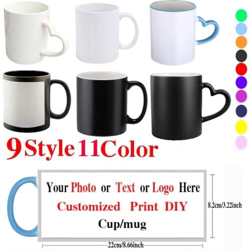 Custom Printed Mug 9 Styles 11 Colors Cup DIY Photo LOGO Text Coffee Mug Family Friends Birthday Holiday Gift Ceramic Cup