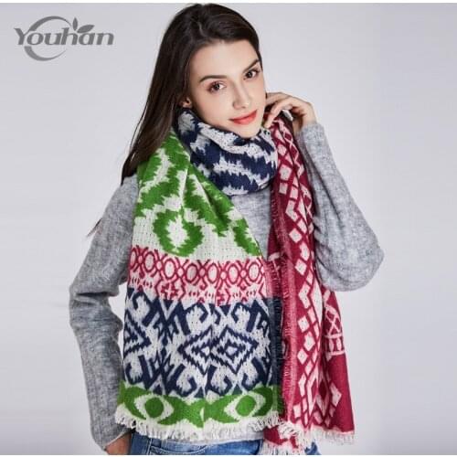 YOUHAN 2021 Women Scarf Stylish Warm Blanket Colourful Scraf Gorgeous Wrap Long Tassel Plaid Thick Brand Shawls & Scarves