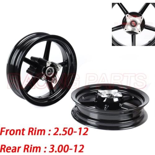 12inch Front 2.50-12 and Rear 3.00-12 4 fitting hole Rims Refitting for Dirt bike Pit Bike Vacuum Wheel