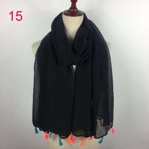18 colors, Fringes maxi plain Hijabs Viscose cotton shawls scarf Women Tassel Solid Shawl Wrap Large Head Beach cover up Scarf