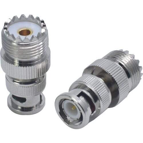 2pcs RF Coaxial Coax Adapter Adapter BNC Male to UHF Female SO-239 SO239 SL16 BNC-J/UHF-K Connector