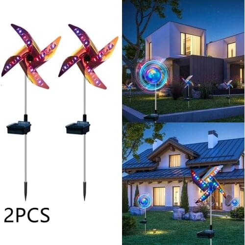2pcs LED Spot Light Garden Path Landscape Lights 32LED Solar Ground Light Outdoor Decorative Windmill Waterproof Night Light