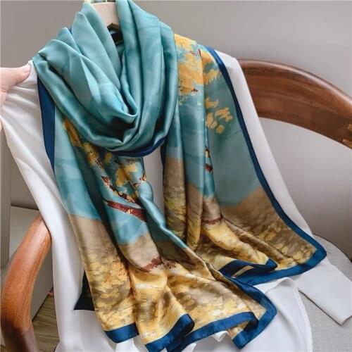 2021 Luxury brand Autumn and winter women New style Fashion Color matching Print silk scarf lady Popular headcloth beach shawl