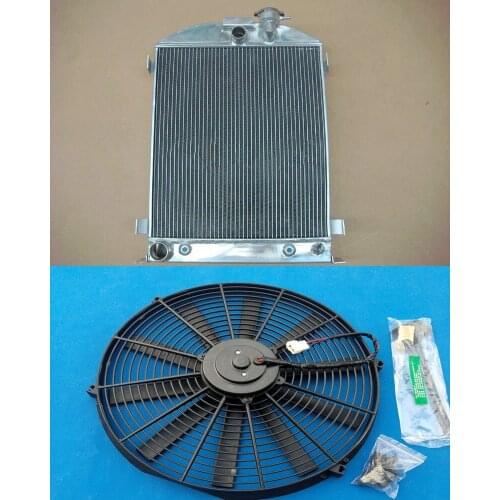 High Performance 3 Row ALUMINUM RADIATOR & FAN For FORD 1932 CHOPPED FORD ENGINE AT 32