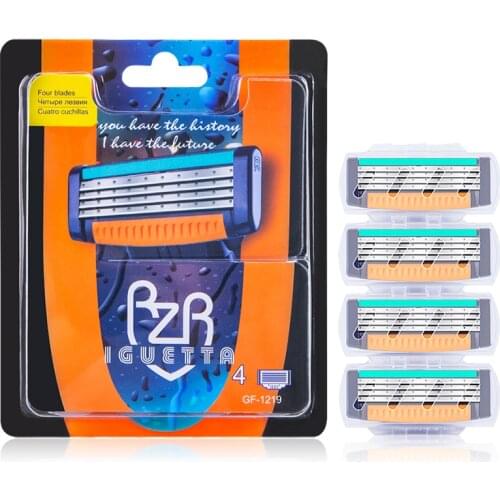 4pcs Mens Razor Blades Face Shaving 4-layer Razor Blade For Face Hair Removal Sharp Shaver Blade Tool Compatible Mach Handle