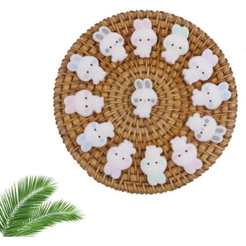 Kovict 50/100pcs Rabbit Silicone Beads Food Grade BPA Free for DIY Baby Teething Pacifier Chain Pendant Accessories Gifts