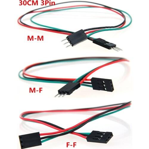 50pcs/lot 30cm 3pin Breadboard Flexible Jumper Wires M-M M-F F-F 2.54mm DuPont Cables AWG26 for Electronic DIY Kit