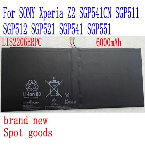 New High Quality 6000mAh LIS2206ERPC Battery For SONY Xperia Z2 SGP541CN SGP511 SGP512 SGP521 SGP541 SGP551 Tablet PC