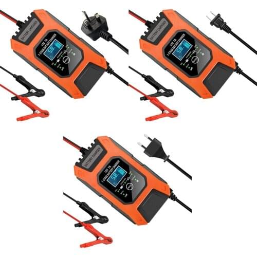 FOXSUR Car Battery Charger 12V 7A LCD Display Portable Battery Charger Repair Charger for Car Lawn Mower