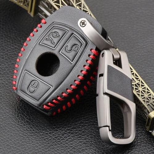 Genuine Leather key case cover Key case protective shell holder for Mercedes benz A B R G Class GLK GLA w204 W251 W463 W176