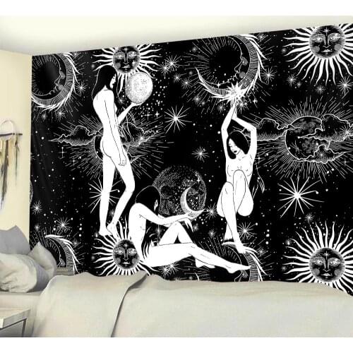 Sun Moon Psychedelic Witchcraft Home Art Decorative Tapestry Hippie Bohemian Decorative Mandala Yoga Mat Decoration Mural Tapiz