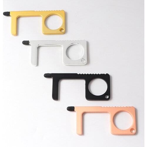 EDC Door Opener Tool Bottle Opener Stylus Pen Key Chain NO TOUCH Door Handle Artifact Keychain Avoid Touching Key Buckle