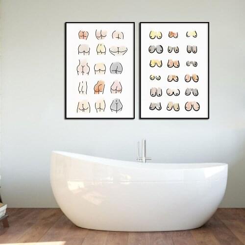 Feminist Wall Art Canvas Painting Modern Funny Bathroom Rules Sign Poster Prints Toilet Bum Picture Bathroom Home Decor