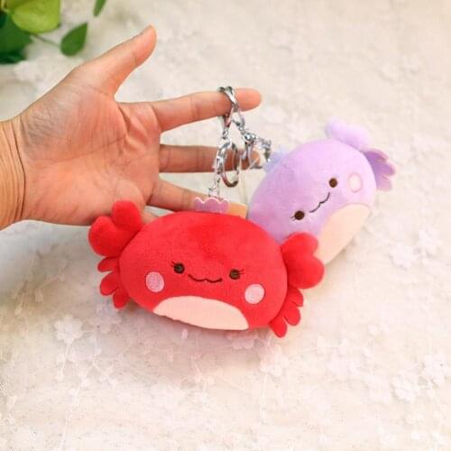Crab Doll Toy Dropship Cute Doll Key Chains For Women Bag Toy Key Ring Fluffy Pom pom Faux Fur Plush Keychains