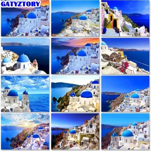 GATYZTORY DIY paint by numbers for adults Canvas Seaside Decor For Home Unframe Coloring By Numbers Landscape Handpainted Gift
