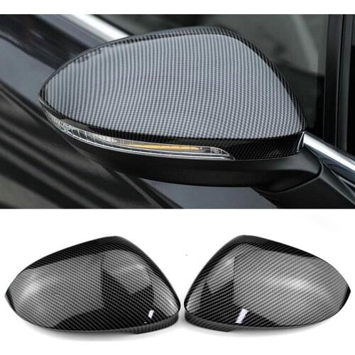 For Volkswagen Golf MK8 VIII 8 Side Mirror Covers Caps (Carbon Look) 2020 2021 2022 for VW Glossy black wing rearview