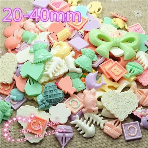 Resin cute baby sweet mix style flat back Scrapbooking Hair Bow Center decoration 20-40mm 100pcs/lot
