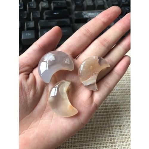 Natural Moon Cherry agate Healing Chakra Polished Natural Quartz Crystals