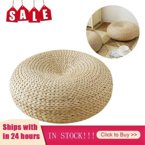 1 Pc Natural Straw Round Pouf Tatami Cushion Floor Cushions Meditation Yoga Round Mat Chair Cushion Japanese-style Cushion Home