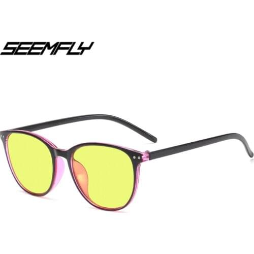 Seemfly Anti-High Beam Night Vision Discoloration Glasses Anti Blue Light Sunglasses Men Women Vintage Full Frame Eyewear