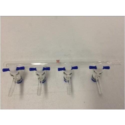 Single Bank 4-ports PTFE Valves vacuum gas distributor Glass Manifold 2mm tool parts