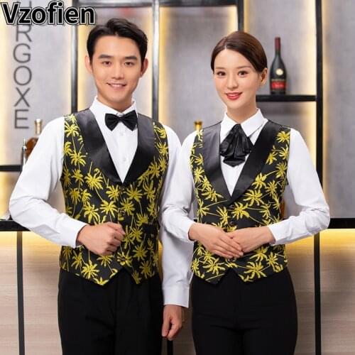 Waiter Uniforms Western Restaurant Vest Women Night Club Waitress Uniform Bar Tops Hot Pot Hotel Staff Waiter Overalls