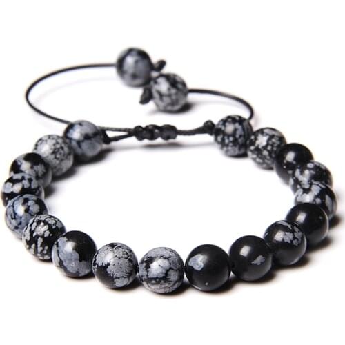 Natural Stone beads Braided Bracelet Black Smoky crystal quartz Black Picasso Jaspers Map stones Rope Adjustable Woven Bracelet