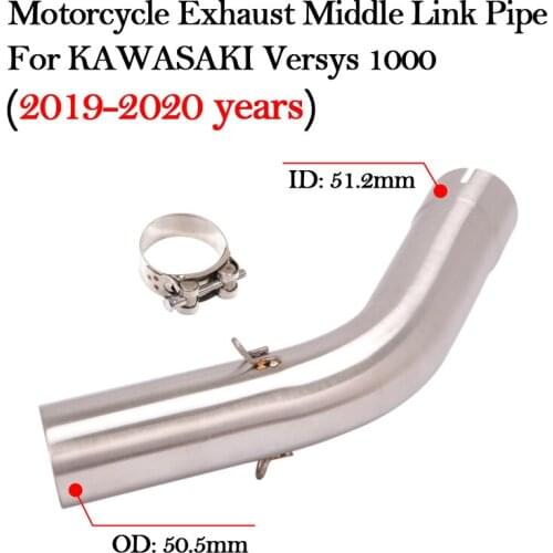 Slip-On For KAWASAKI Versys 1000 2019 - 2020 Motorcycle Exhaust Middle Link Pipe Connection Escape Moto Tube Modified Muffler