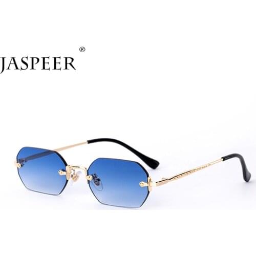 JASPEER Rimless Sunglasses Rectangle Fashion Popular Women Men Shades Small Square Sun Glasses For Female Traveling Eyewear