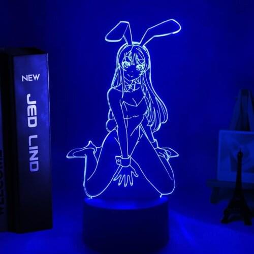 Anime Waifu Mai Sakurajima Led Night Light for Bedroom Decor Mai Light Gift for Friend Sakurajima Bunny Girl Led Lamp Anime Gift