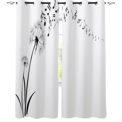 Black Dandelion Plant Seed White Curtain For Kitchen Living Room Bedroom Curtains Home Decoration Window Treatments Drapes