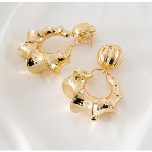 Conch Shaped High Quality Golden Color Copper Earrings For Women 2021 New Exquisite Style
