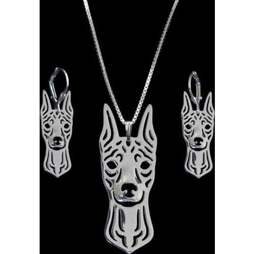Women Alloy Pet Dog Jewelry Set Lovers' Miniature Pinscher Jewelry Set
