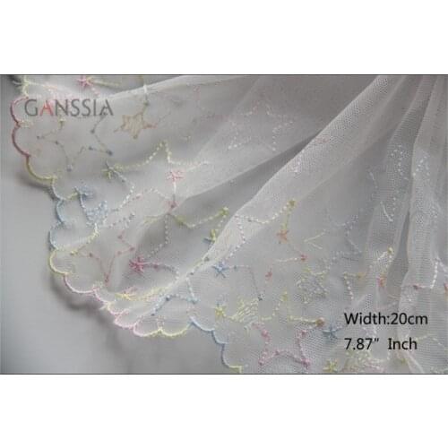 1YARD Width:20cm Multicolour Stars Lace Trim Ivory White forFabric Dress Clothes Accessories Handmade Sewing DIY Crafts(SS-2332