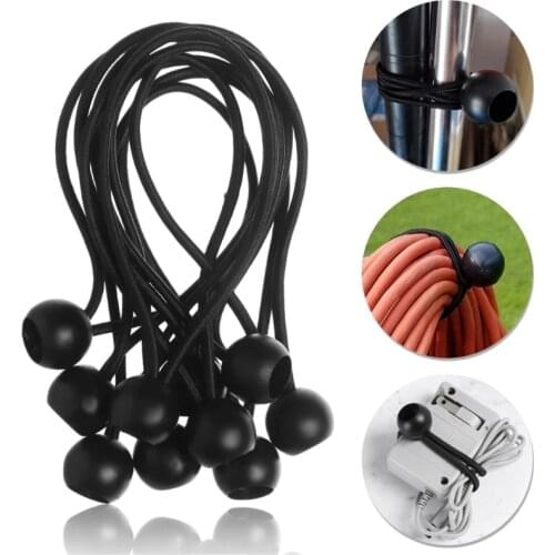 10 Pcs Black Ball Bungee Pack Shock Elastic Tie Loop Cord Fixing Securing Trailer Ropes Buckle Backpack Accessories Outdoor Tool