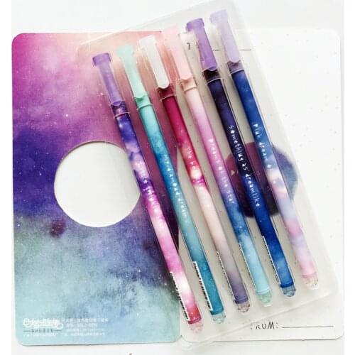 2PCS/lot Cute Mysterious Starry Sky Galaxy Gel Pen Rollerball Pen School Office Supply Student Stationery Black Ink 0.5mm